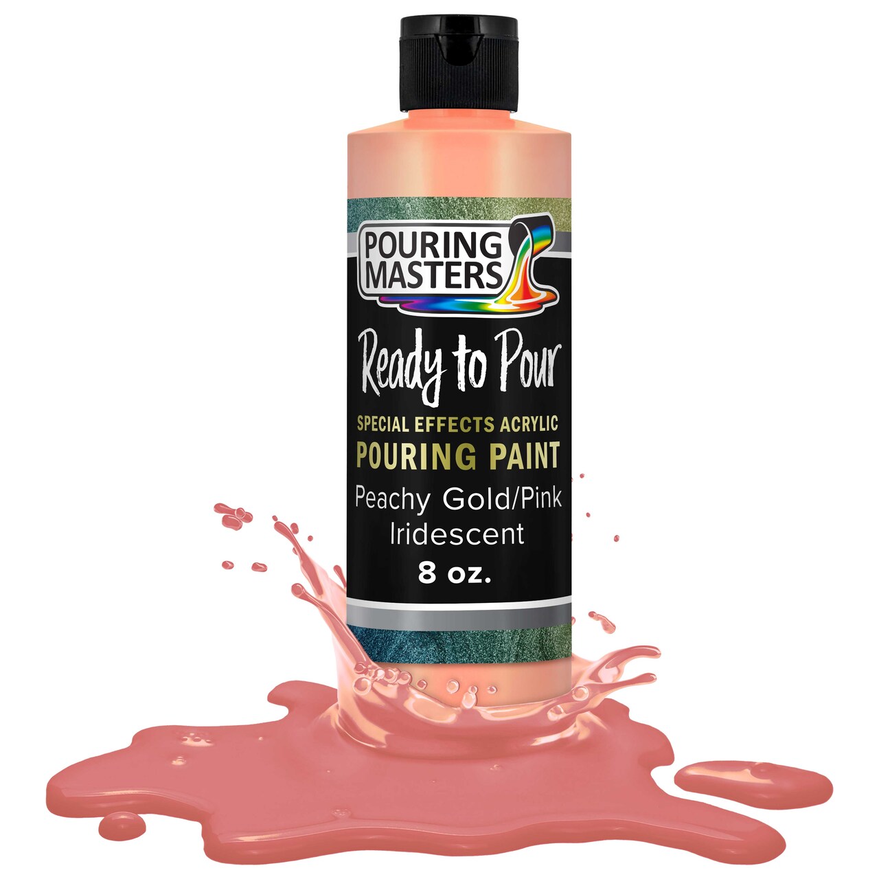 Pouring Masters Peachy Gold/Pink Iridescent Special Effects Acrylic Pouring Paint - Premium 8-Ounce Pre-Mixed Fluid Acrylic Paint - Fluid Art Supplies for Canvas, Wood, Paper, Tile & Rocks